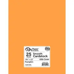 PA Paper&trade; Accents 8.5" x 11" 65lb. Smooth Cardstock, 25 Sheets Pumpkin