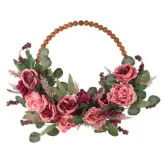 24" Pink Mixed Rose & Berry Half Wreath by Ashland&reg;
