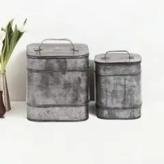Silver Metal Farmhouse Box Set, 7" & 8"