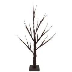 24" Pre-Lit Brown Birch Twig Artificial Tree, Warm White LED Lights