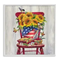 Stupell Industries Patriot Porch Still Life Framed Giclee Art White