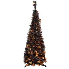4ft. Fall Harvest Pop Up Artificial Thanksgiving Tree with Pumpkins, Orange Lights