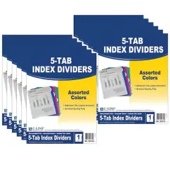 C-Line&reg; 5-Tab Poly Index Dividers, 12 Pack of 5