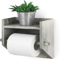 Olive Green Toilet Paper Holder with Storage