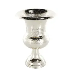 Silver Aluminum Goblet Inspired Hammered Vase