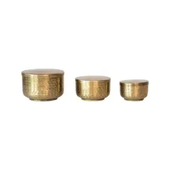Hello Honey&reg; Antique Brass Hammered Debossed Aluminum Containers