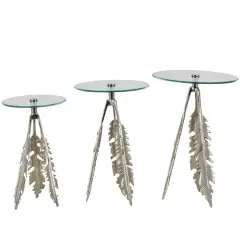 Silver Leaf Aluminum Metal Table Set