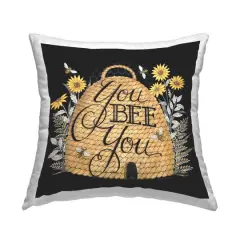 Stupell Industries Bee You Inspirational Beehive Insect Phrase Throw Pillow, 18" x 18"