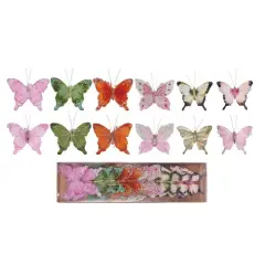 Hello Honey&reg; 6" Feather Butterfly Clip-On Ornament Set