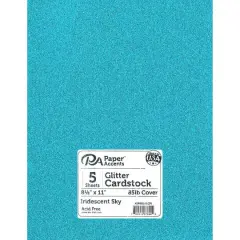 PA Paper&trade; Accents 8.5" x 11" 85lb. Glitter Cardstock, 5 Sheets Iridescent Sky