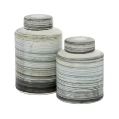 Gray & White Ceramic Farmhouse Decorative Jar Set