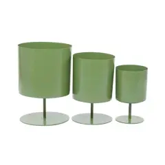 Green Modern Metal Planter Set