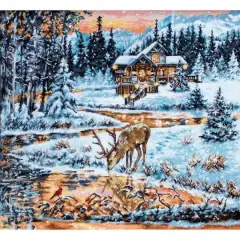 Luca-S Snowy Cabin Counted Cross Stitch Kit