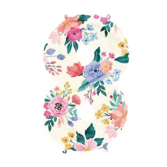 34" Floral Number Foil Balloon 8