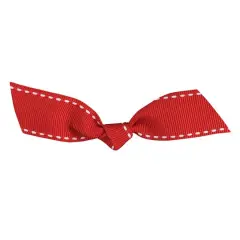 JAM Paper 7/8" Grosgrain Twist Tie Flair Bows, 100ct. Red/White Stitch