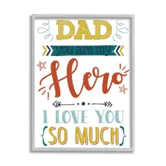 Stupell Industries Dad You Are My Hero Phrase Framed Giclee Art Gray
