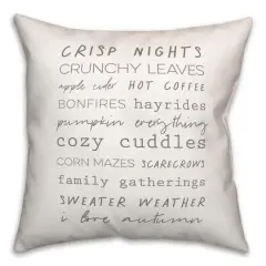 Off-White Autumn Words Throw Pillow