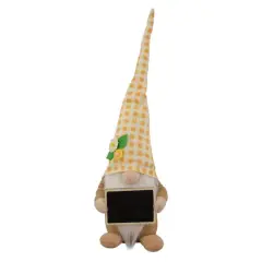 16" Yellow Gingham Plaid Springtime Gnome with Chalkboard