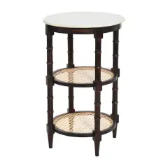 Hello Honey&reg; 28" Round Wood End Table with Marble Top Brown