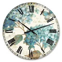 Designart 'Butterfly Blue Garden I Traditional Wall Clock
