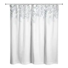 Floral Banner Shower Curtain, 71" x 74" White/Blue