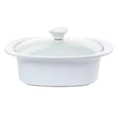 Gibson Elite&reg; 1.9qt. White Ceramic Casserole with Glass Lid