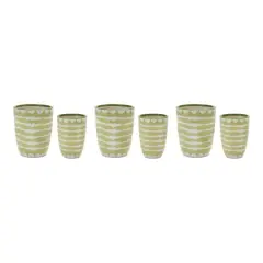 Green Striped Dolomite Vase Planter Set