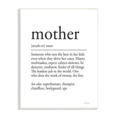Stupell Industries Mother Definition Funny Motivational Phrase Superhuman Synonym Wall Plaque Art