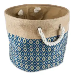 DII&reg; 15" Blue Ikat Round Burlap Bin