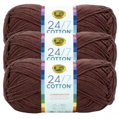 3 Pack Lion Brand&reg; 24/7 Cotton&reg; Yarn Coffee Beans