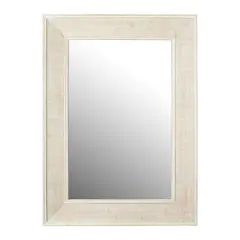 Hello Honey&reg; 31" White Wash Rectangle Wall Mirror with Rattan Detail