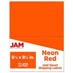 JAM Paper Shipping Labels, 50ct. Neon Red