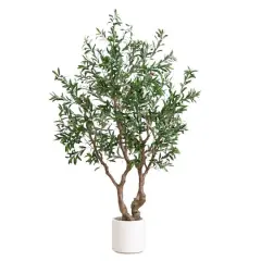 6ft. Artificial Grand Olive Tree in White Decorative Planter