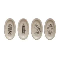 Hello Honey&reg; 5.5" Nature Print Organic Shape Stoneware Plate Set