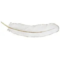 CosmoLiving by Cosmopolitan White Polystone Feather Wall D&eacute;cor