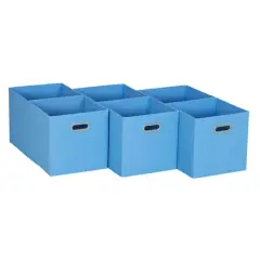6 Pack Household Essentials 11" Fabric Storage Bins Blue