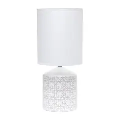 Simple Designs 18.5" Fresh Prints Table Lamp White with Flowers