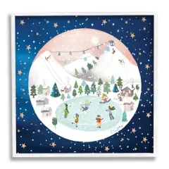 Stupell Industries Ice Skating Christmas Snow Scene Framed Giclee Art White