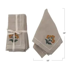 Hello Honey&reg; Floral Embroidered Cotton Napkins Set