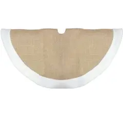 20" Burlap & White Fleece Trim Mini Tree Skirt