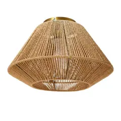 Hello Honey&reg; 13.8" Coastal Ceiling Lamp with Natural Paper Rope Shade and Iron Base