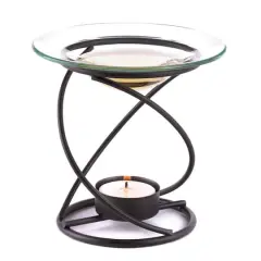 4.5" Modern Spiral Metal & Glass Candle Oil Warmer