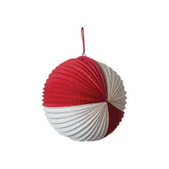 Hello Honey&reg; 12" Red & White Crinkle Paper Folding Ball Ornament