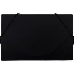 JAM Paper Black Plastic Business Card Holder Case with Round Flap