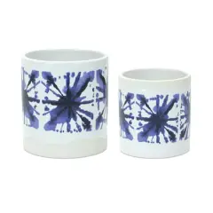 Blue Tie-Dye Print Ceramic Pot Set