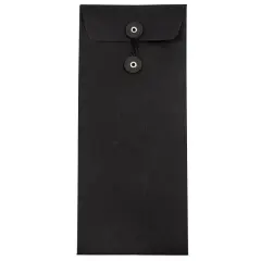Jam Paper 9.5" x 4.125" Black Linen Business Envelopes with Button & String Closure, 50ct.