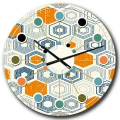 Designart 'Retro Hexagon Pattern Ix Mid-Century Modern Wall Clock
