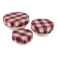 DII&reg; Assorted Barn Red Buffalo Check Woven Dish Cover Set