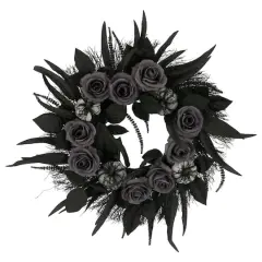 24" Black Pumpkin & Rose Wall Wreath by Ashland&reg;