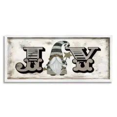 Stupell Industries Joy Vintage Holiday Gnome Framed Giclee Art White